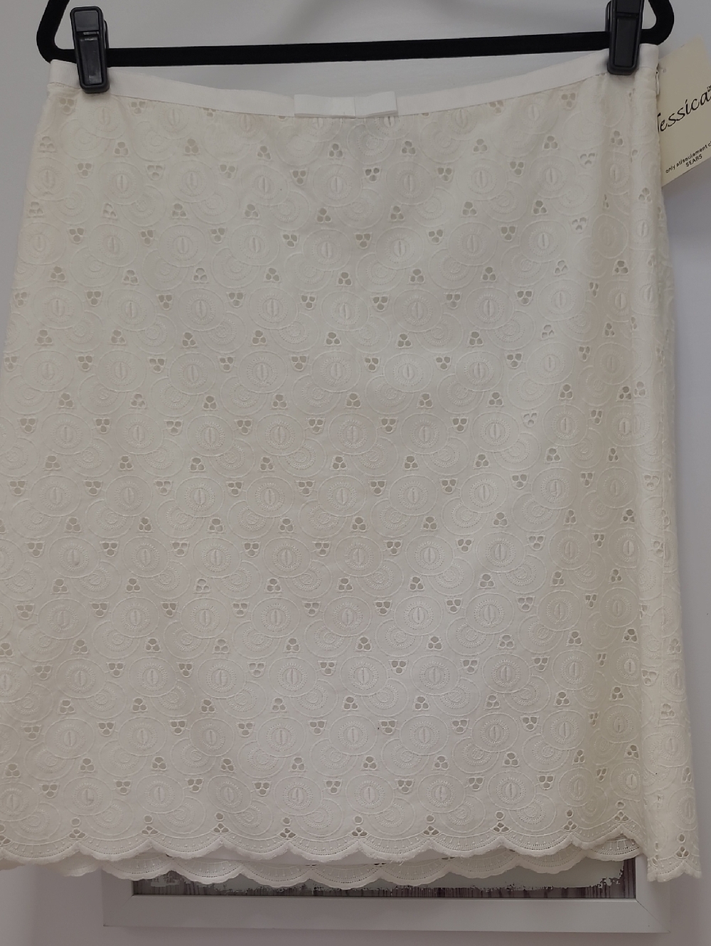 Jessica Cream Eyelet Pencil Skirt